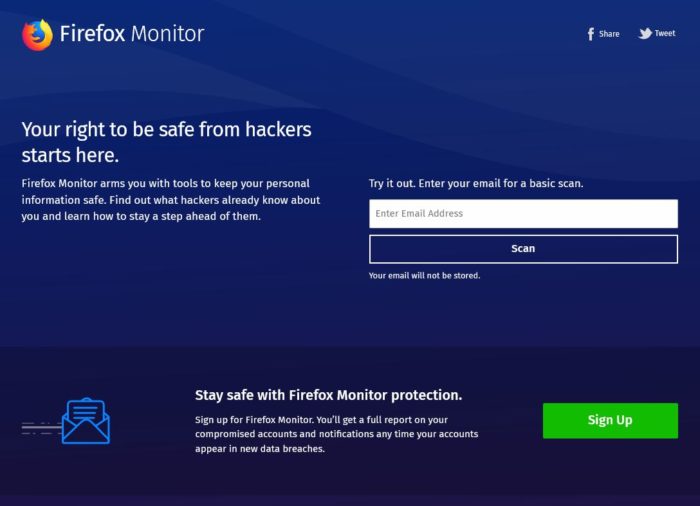 Firefox Monitor prüft und informiert über gestohlene Daten